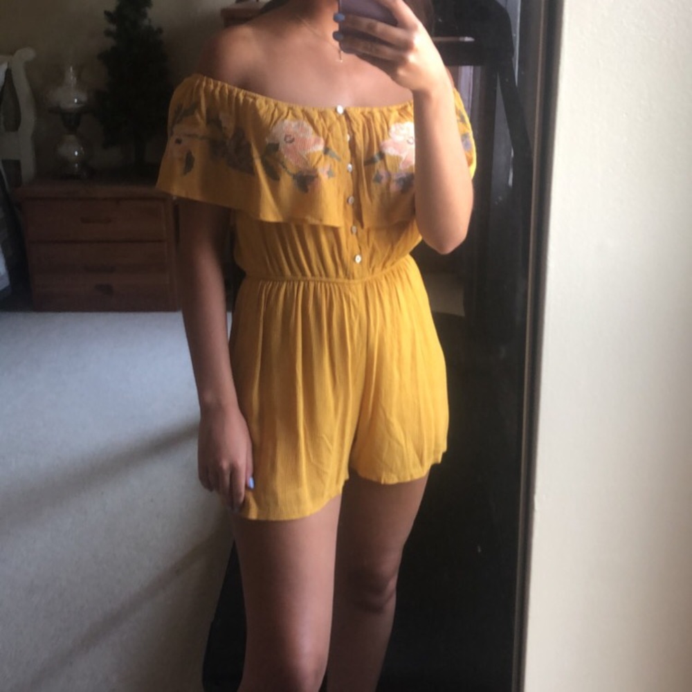 Gold Floral Romper